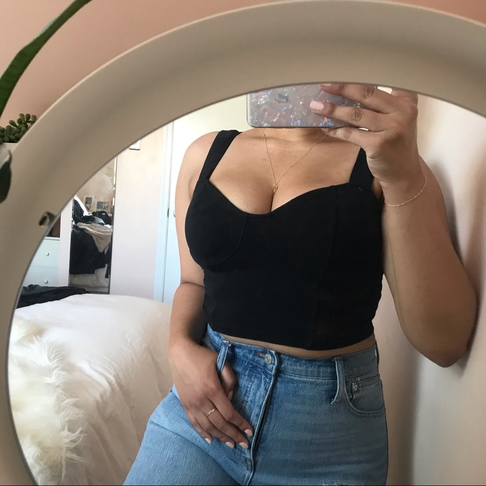 Bustier Style Mesh Panel Crop Top